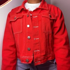this is a red jean jacket ! never worn
